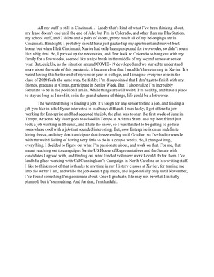 short essay about experience in pandemic as a student