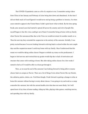 essay about life during covid 19